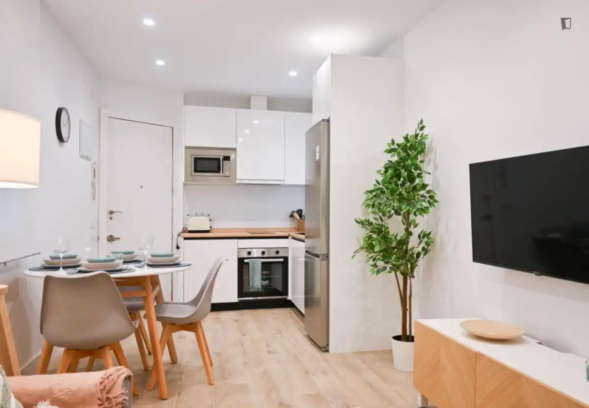 Küche von Wohnungen zur Miete in Madrid mit Klimaanlage, Möbliert und Ofen