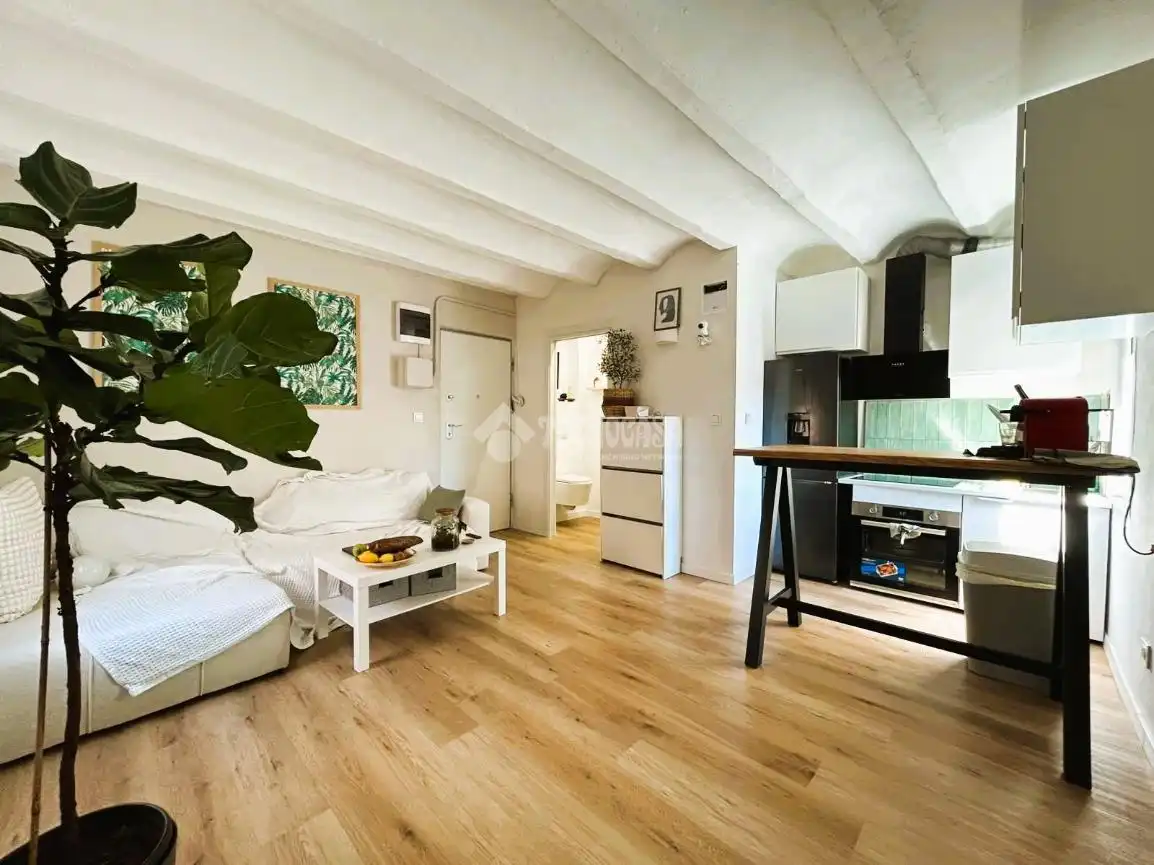Sala de estar de Piso en venta en L'Hospitalet de Llobregat con Aire acondicionado, Terraza y Amueblado