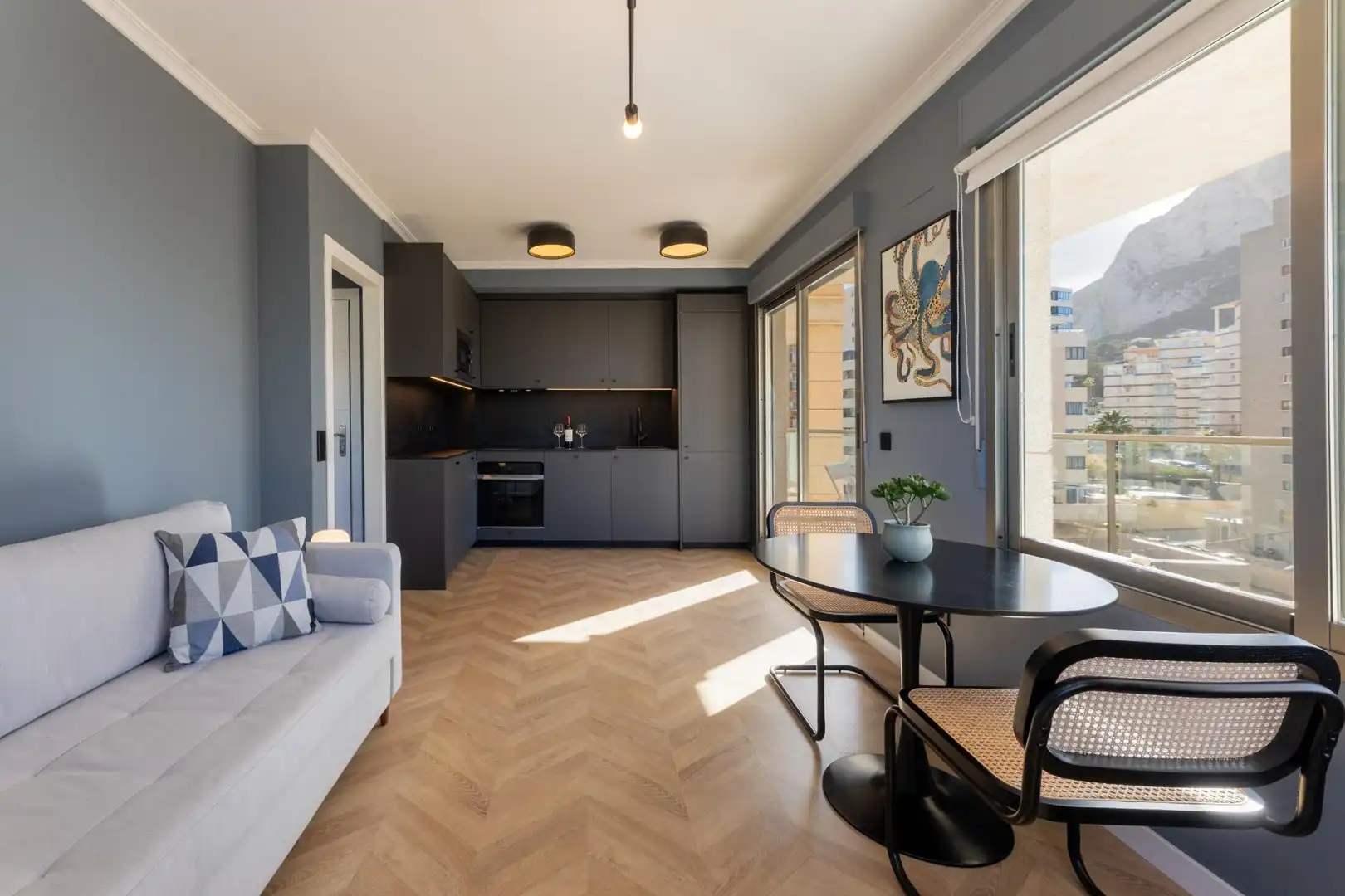 Living room of Apartments for rent in Calpe / Calp  with Air Conditioner, Parquet flooring and Terrace