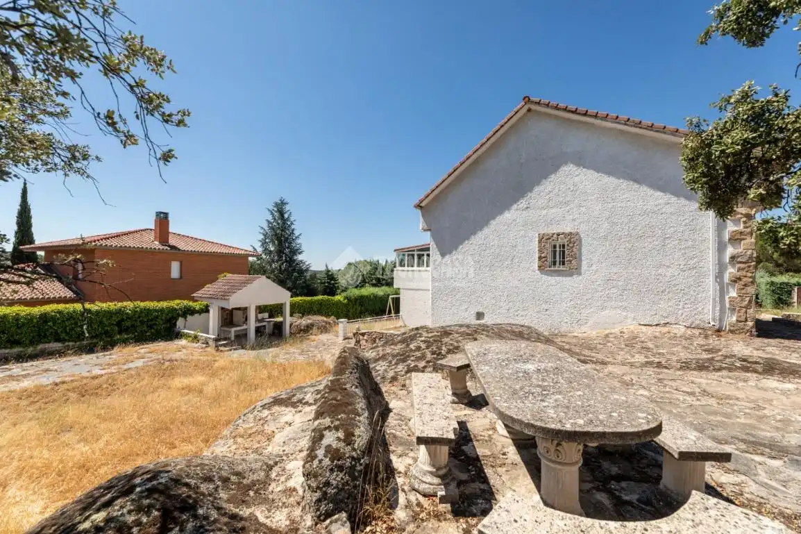 Vista exterior de Casa o xalet en venda en Hoyo de Manzanares amb Calefacció i Jardí privat