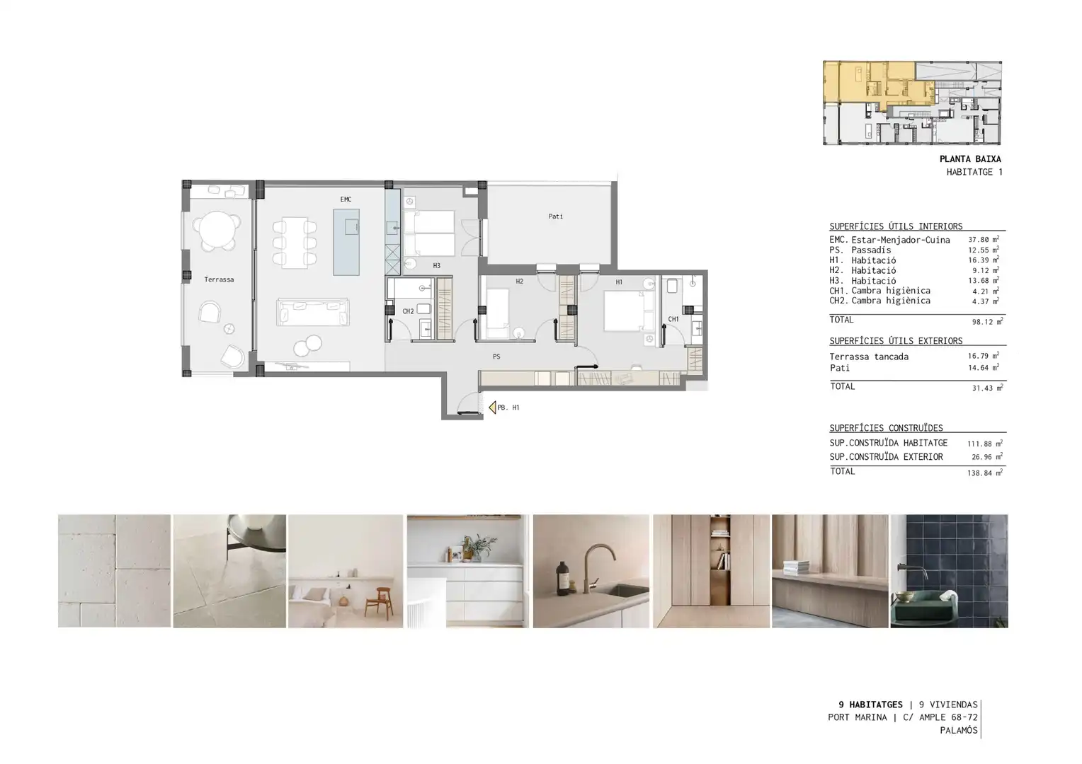 Wohnung zum Verkauf in Palamós mit Klimaanlage, Heizung und Privatgarten