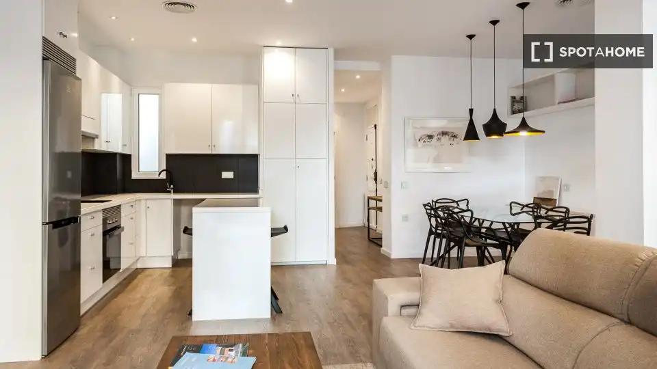 Living room of Flat for rent in Valencia  with Air Conditioner, Heating and Furnished