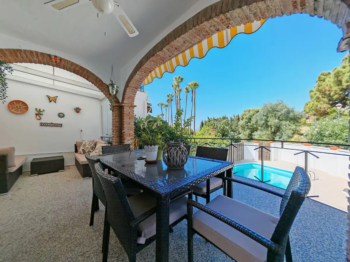 Terraza de Casa adosada en venta en Mijas con Aire acondicionado, Calefacción y Jardín privado