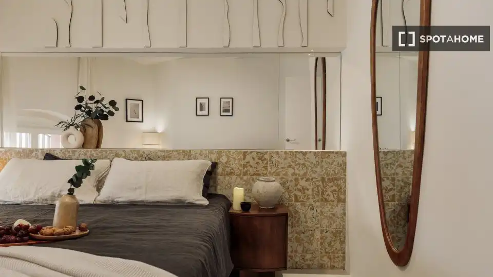 Schlafzimmer von Wohnung zur Miete in Barcelona mit Klimaanlage, Heizung und Möbliert