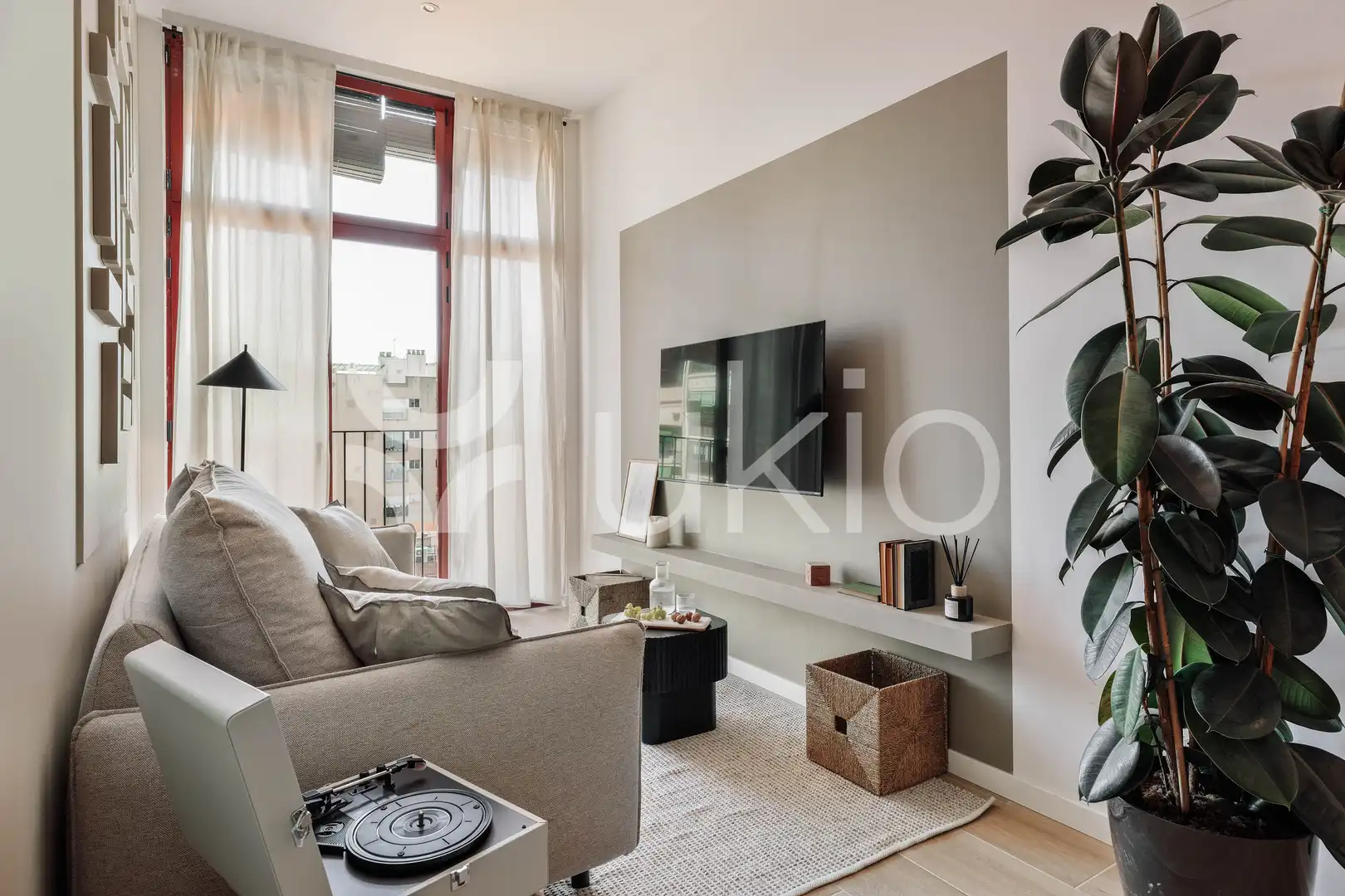 Sala de estar de Apartamento de alquiler en Barcelona con Aire acondicionado, Calefacción y Amueblado
