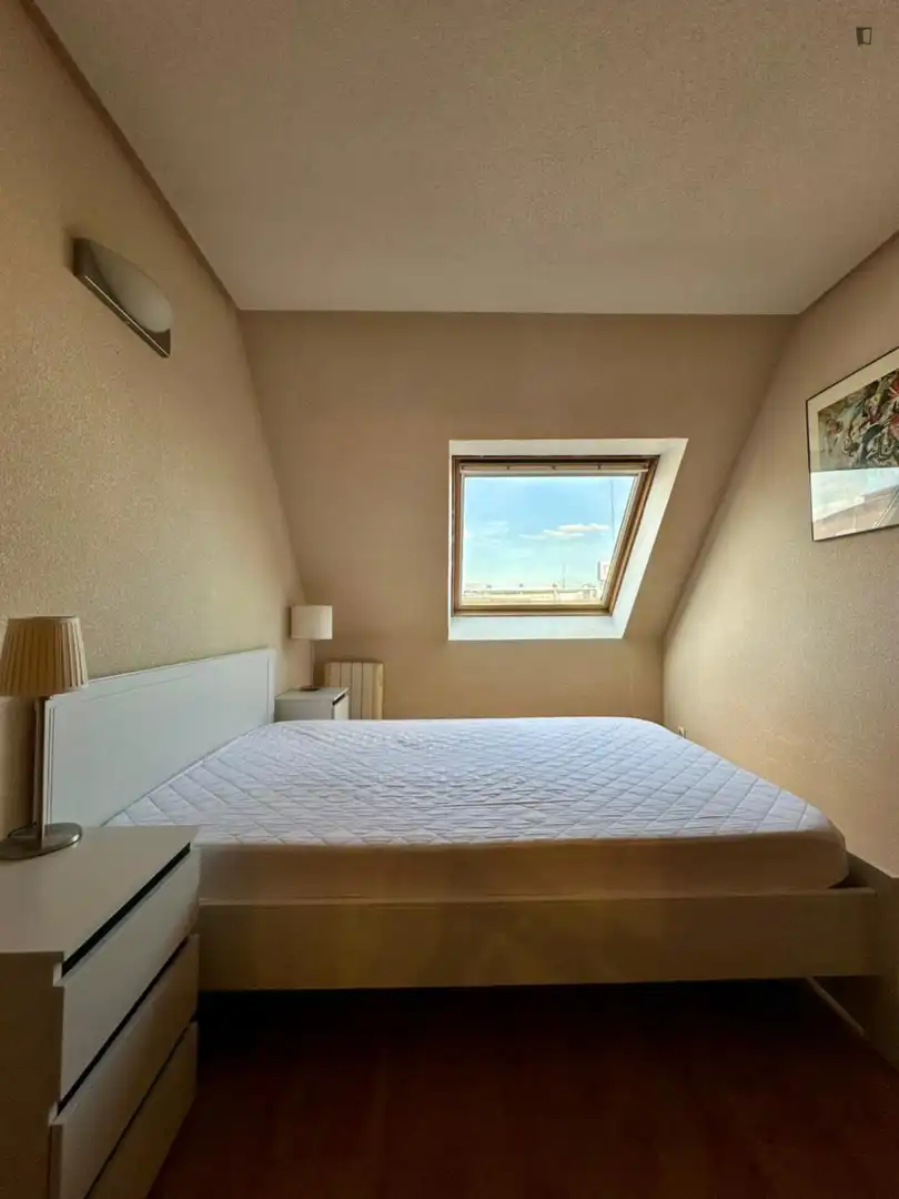 Dormitori de Apartament de lloguer en Madrid amb Calefacció, Moblat i Forn