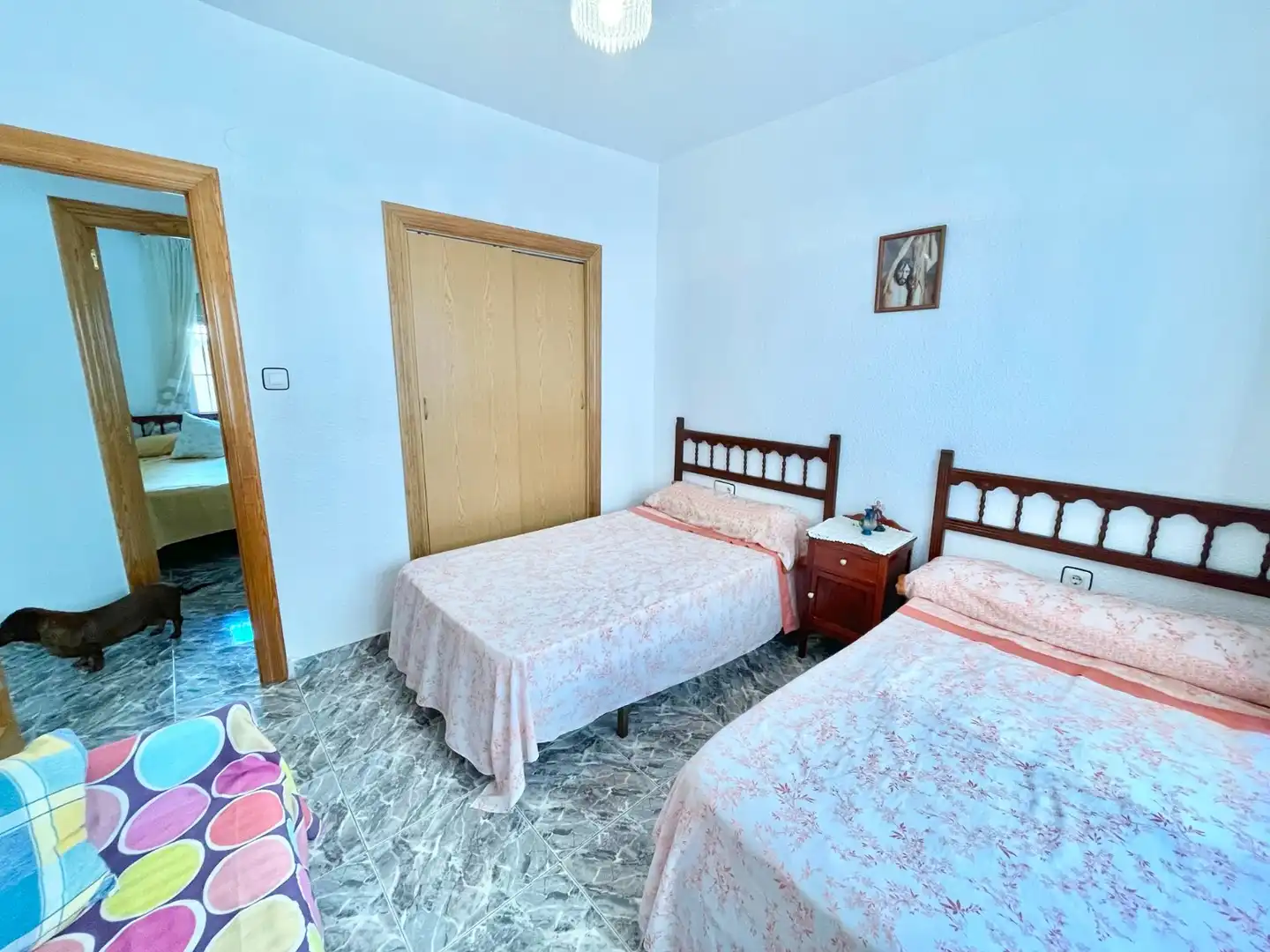 Schlafzimmer von Erdgeschoss zur Miete in San Pedro del Pinatar mit Möbliert, Waschmaschine und Mikrowelle