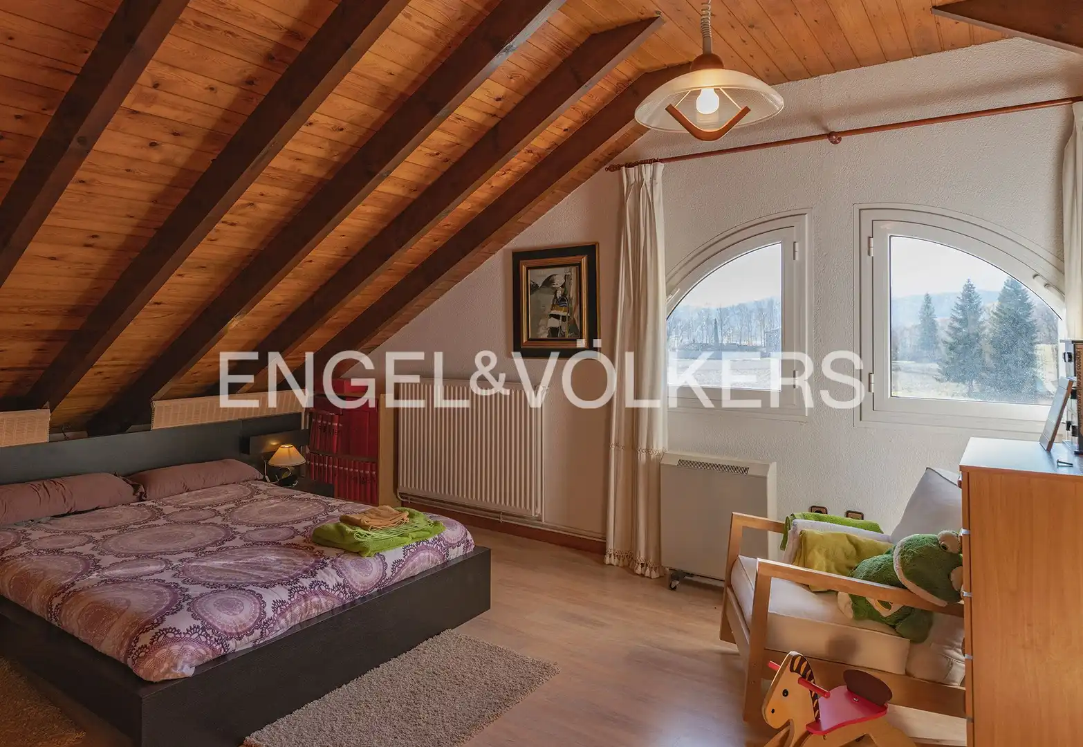 Sala d'estar de Casa o xalet en venda en La Vall d'en Bas amb Aire condicionat, Calefacció i Jardí privat