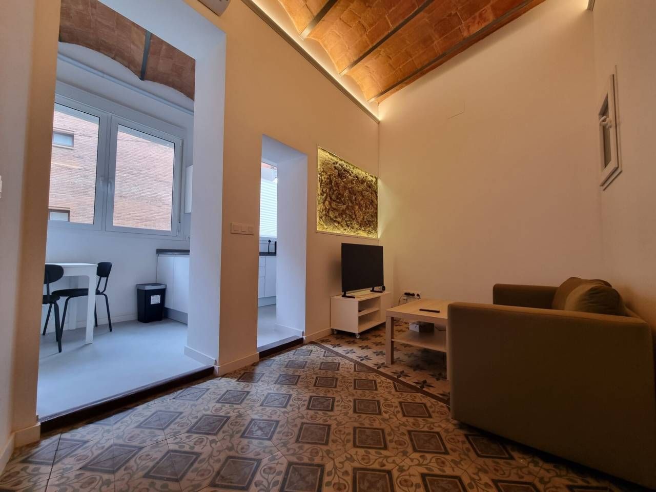 Sala d'estar de Pis de lloguer en  Barcelona Capital amb Aire condicionat, Calefacció i Moblat