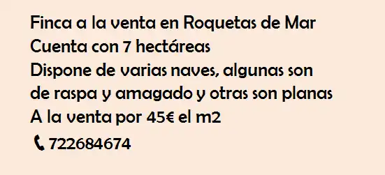 Rural land for sale in Roquetas de Mar ciudad