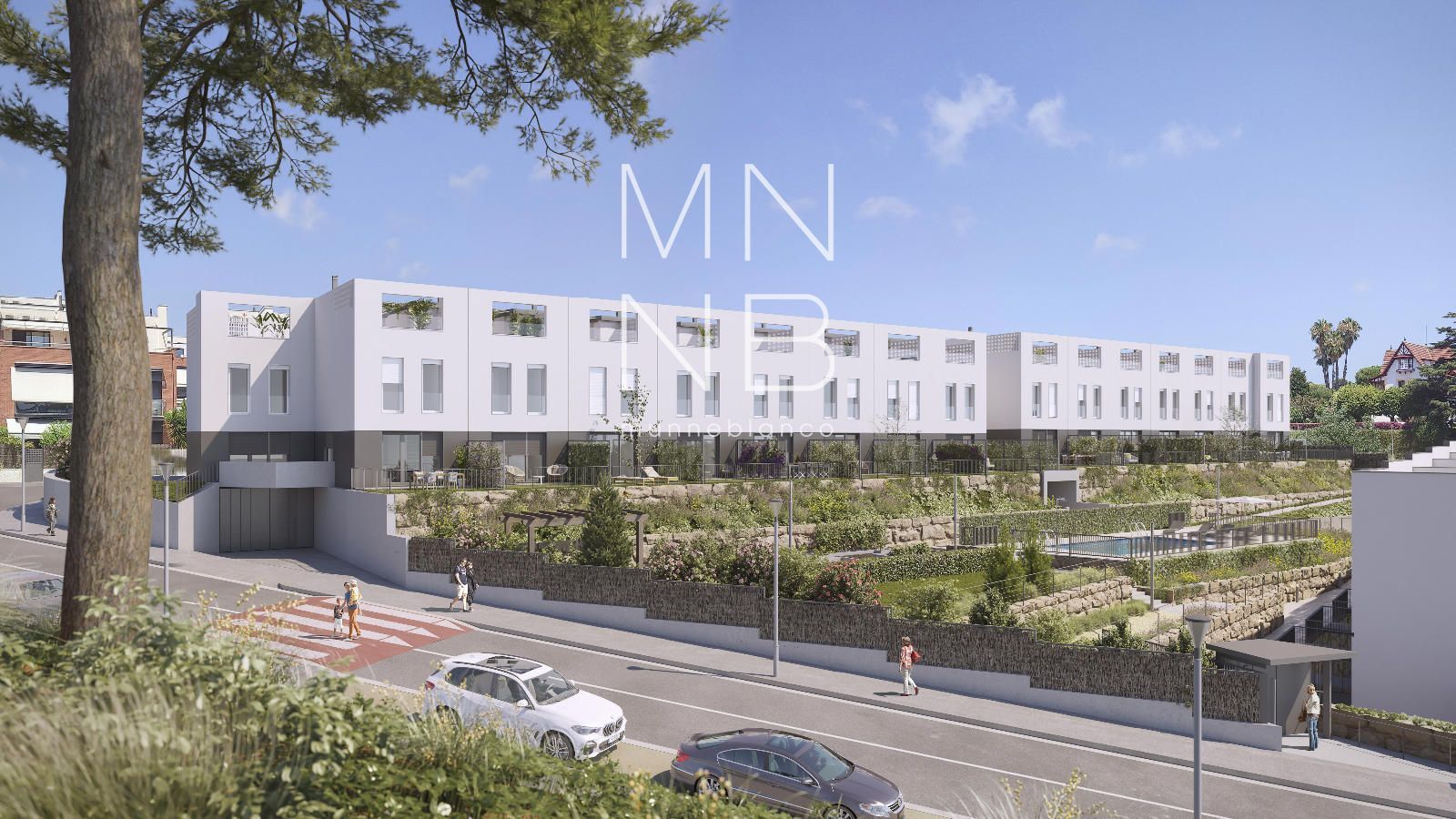 Exterior view of Single-family semi-detached for sale in Sant Andreu de Llavaneres  with Air Conditioner, Storage room and Swimming Pool