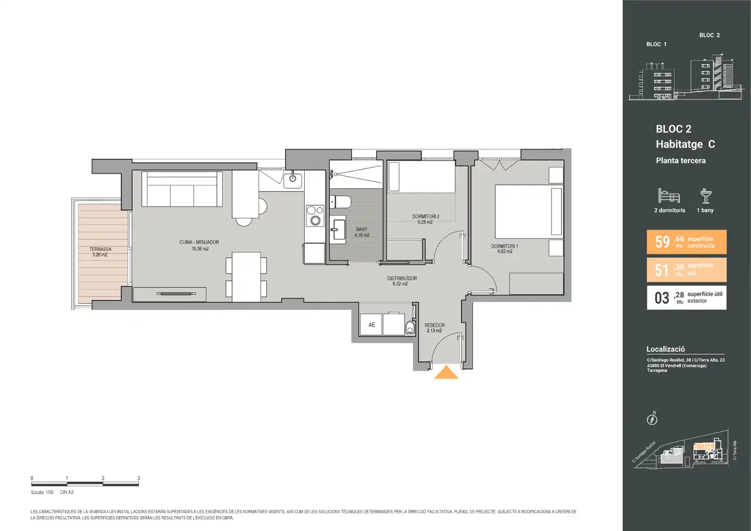Neubau-Wohnung mit Terrasse zum Verkauf in Carrer Santiago Rusiñol 38, imagen 9