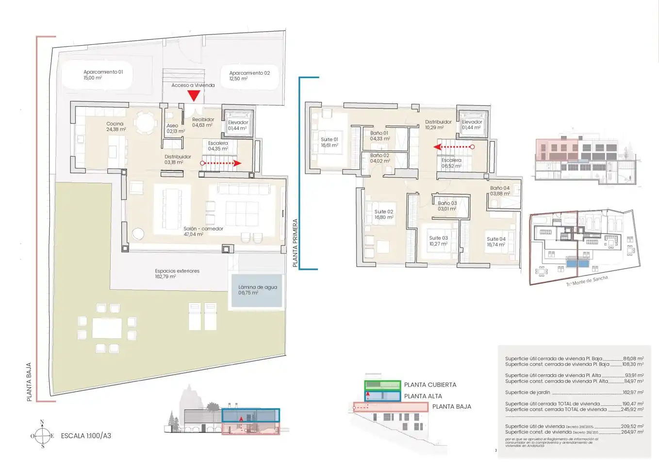 Einfamilien-Reihenhaus zum Verkauf in Málaga mit Klimaanlage, Privatgarten und Terrasse