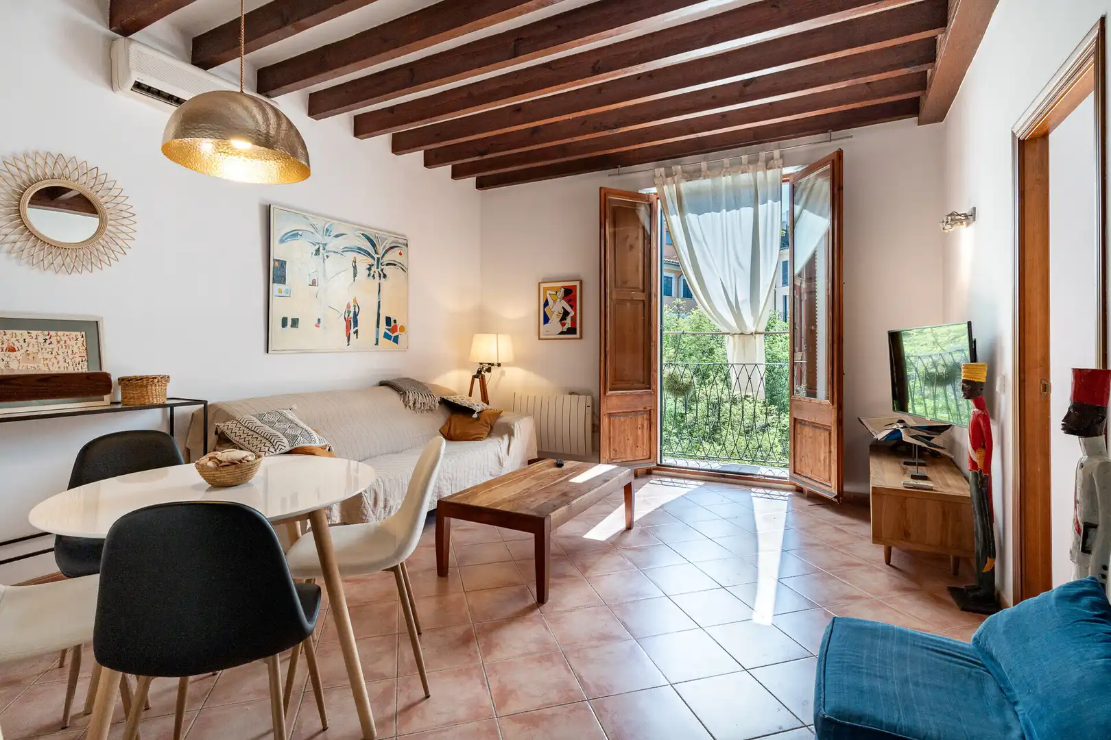 Wohnzimmer von Dachboden zum Verkauf in  Palma de Mallorca mit Klimaanlage, Möbliert und Balkon
