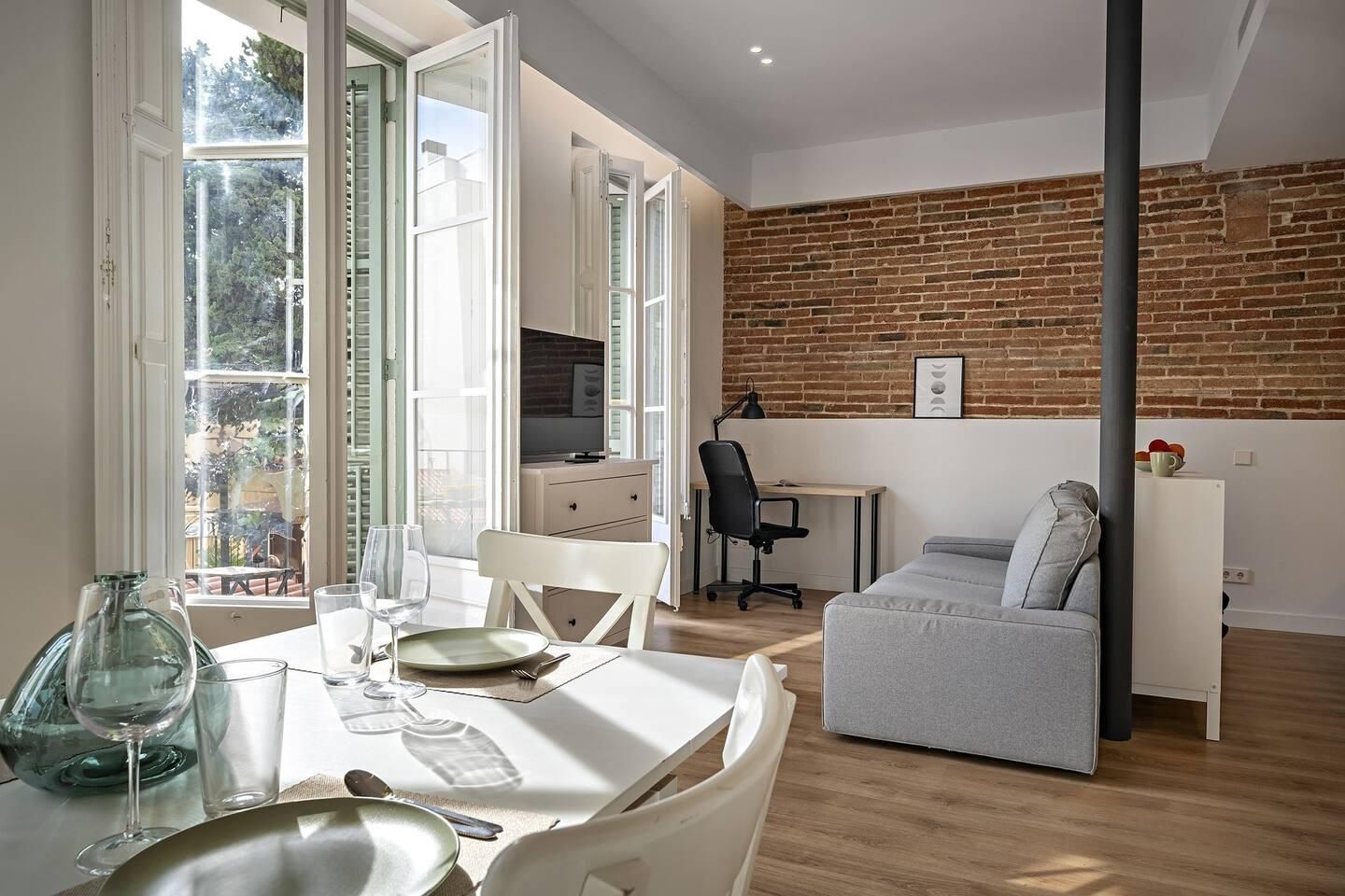 Sala d'estar de Pis de lloguer en  Barcelona Capital amb Aire condicionat, Calefacció i Parquet
