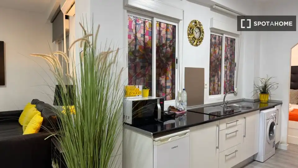 Cocina de Apartamento para compartir en Málaga con Aire acondicionado, Terraza y Amueblado