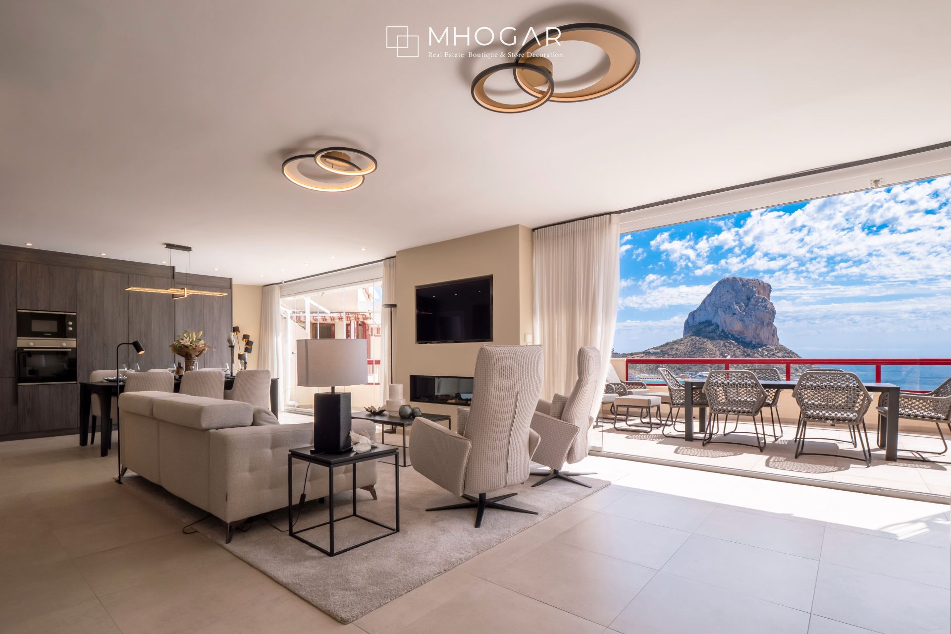Sala d'estar de Àtic en venda en Calpe / Calp amb Aire condicionat, Calefacció i Terrassa