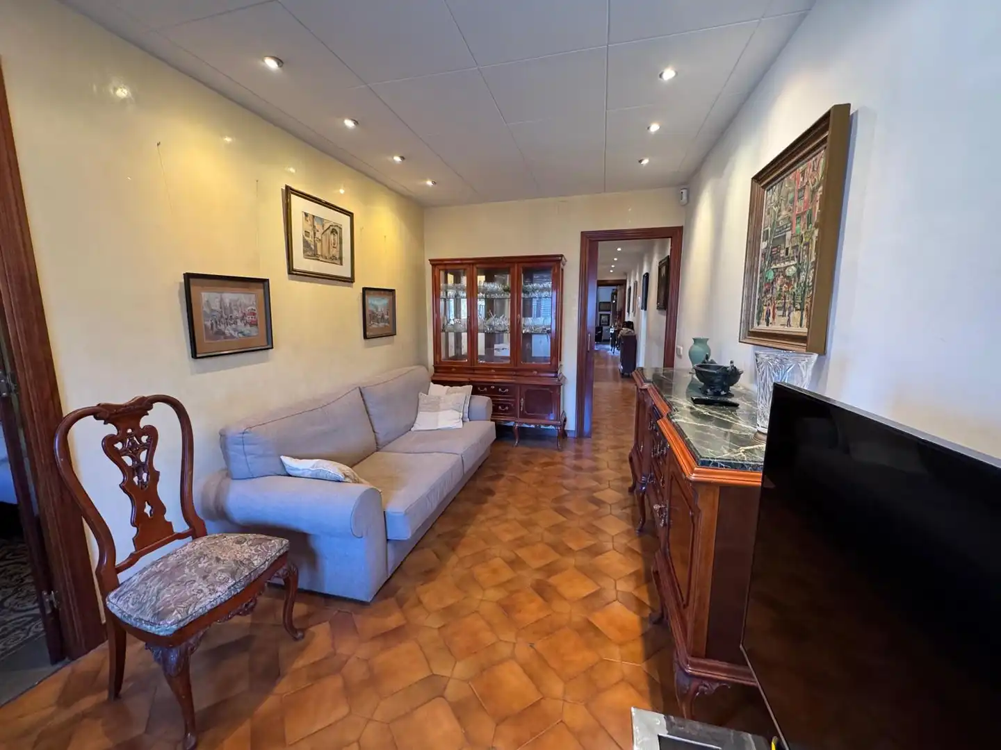 Sala de estar de Piso en venta en Barcelona con Parquet, Amueblado y Horno