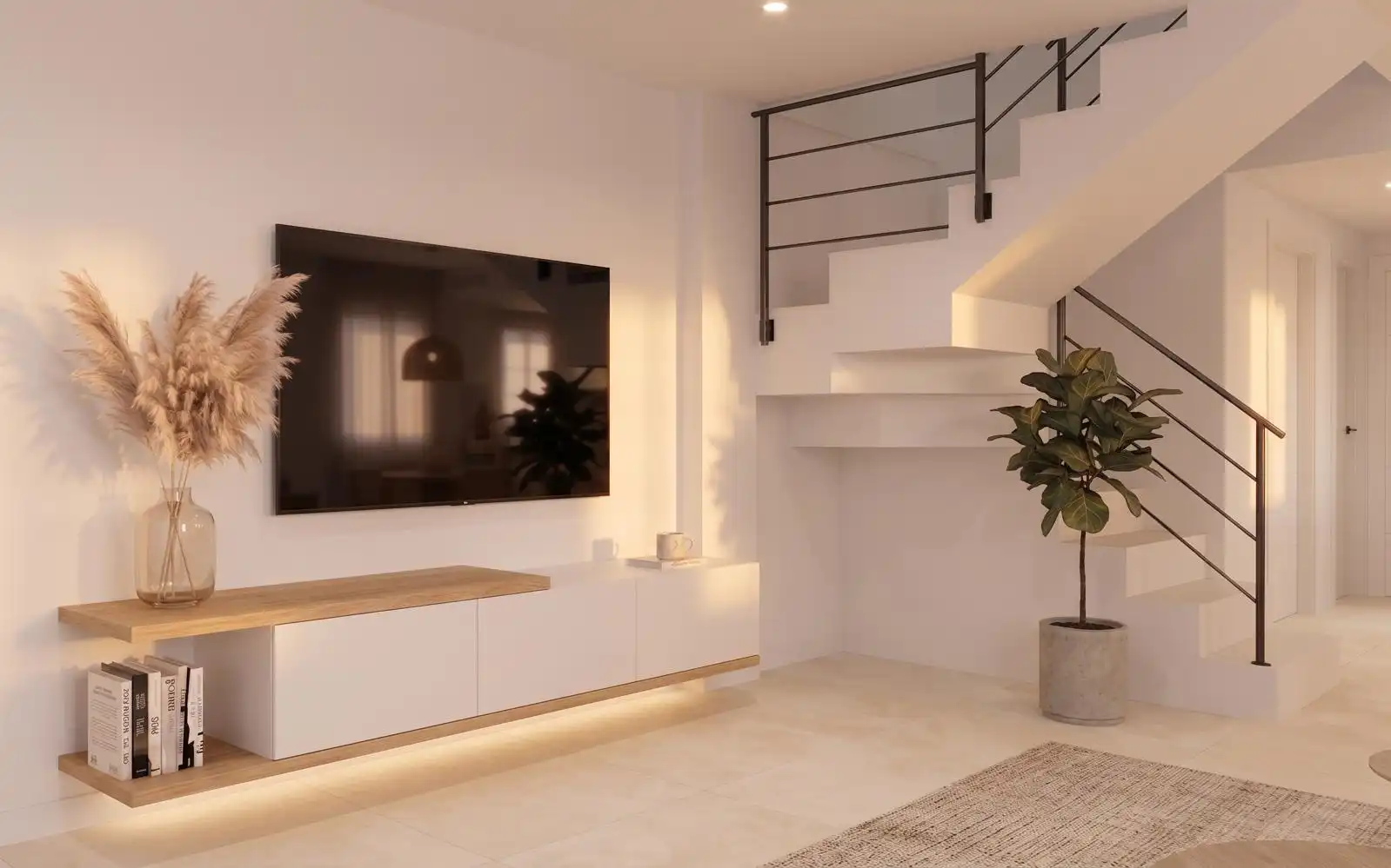 Sala de estar de Casa adosada en venta en Els Poblets con Aire acondicionado, Calefacción y Terraza