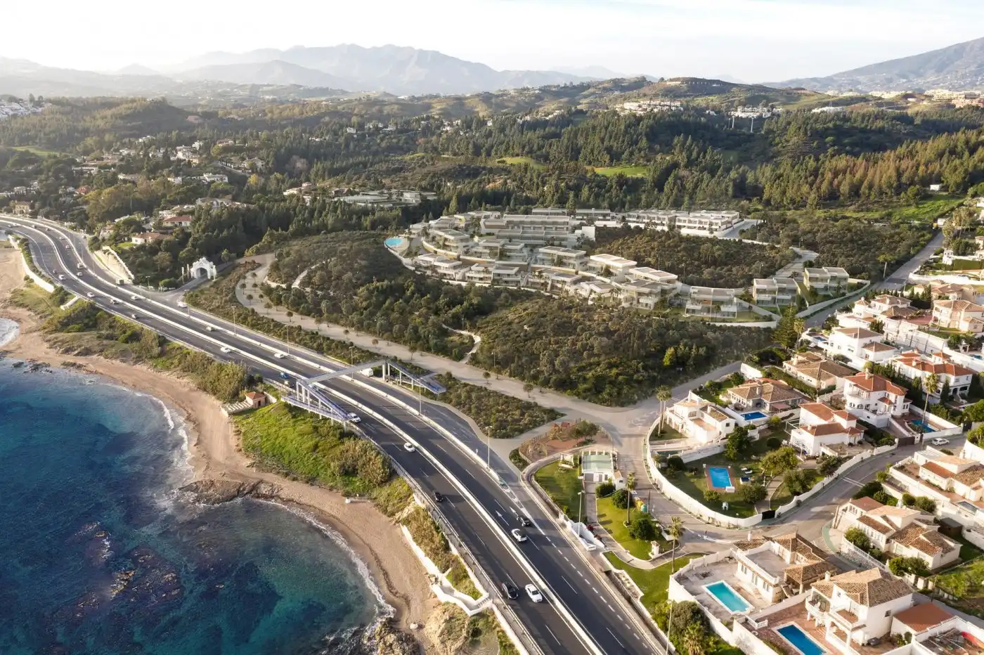 Vista exterior de Casa adosada en venta en Mijas con Aire acondicionado, Calefacción y Jardín privado