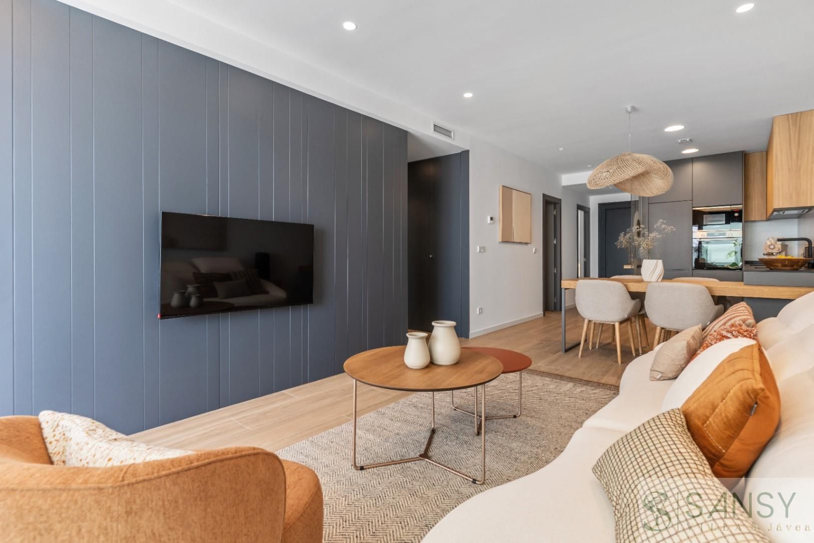 Sala d'estar de Àtic en venda en Benitachell / El Poble Nou de Benitatxell amb Aire condicionat, Calefacció i Piscina comunitària