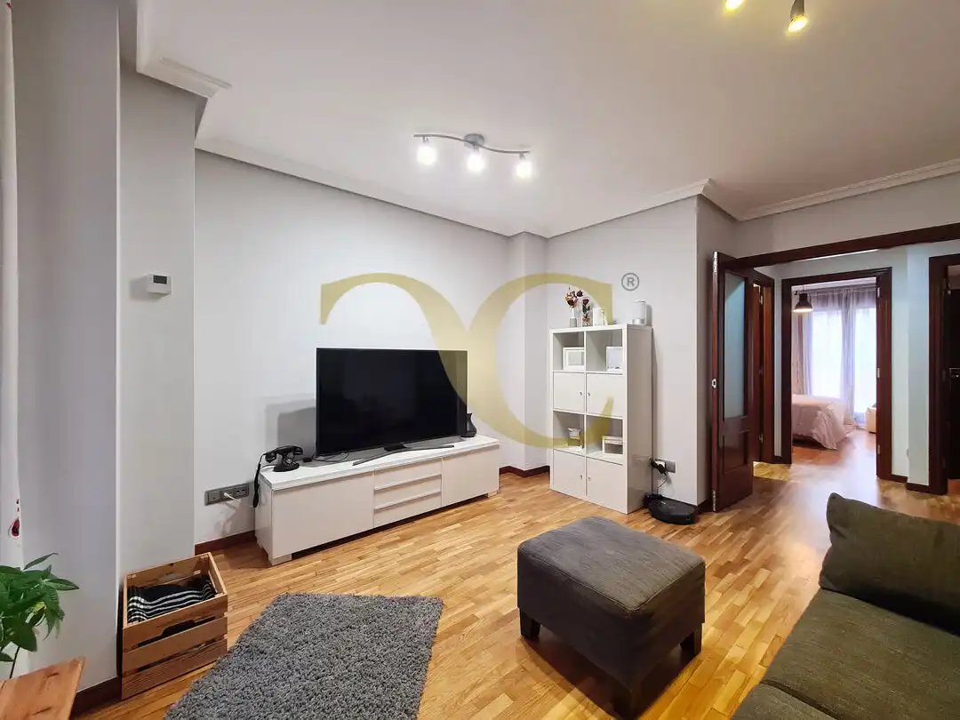 Living room of Flat for sale in Gijón   with Heating, Terrace and Furnished