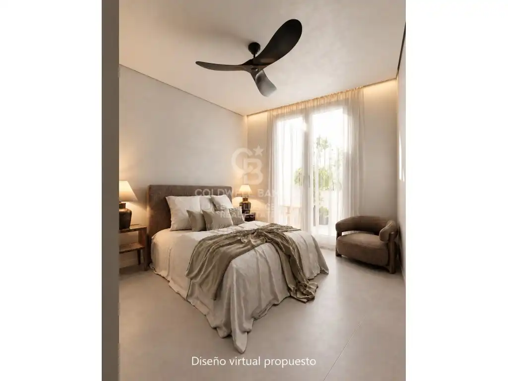 Schlafzimmer von Erdgeschoss zum Verkauf in Valencia mit Klimaanlage, Terrasse und Ofen