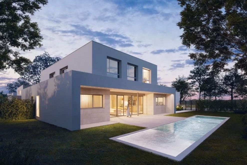 Außenansicht von Einfamilien-Reihenhaus zum Verkauf in Paracuellos de Jarama mit Klimaanlage, Heizung und Privatgarten