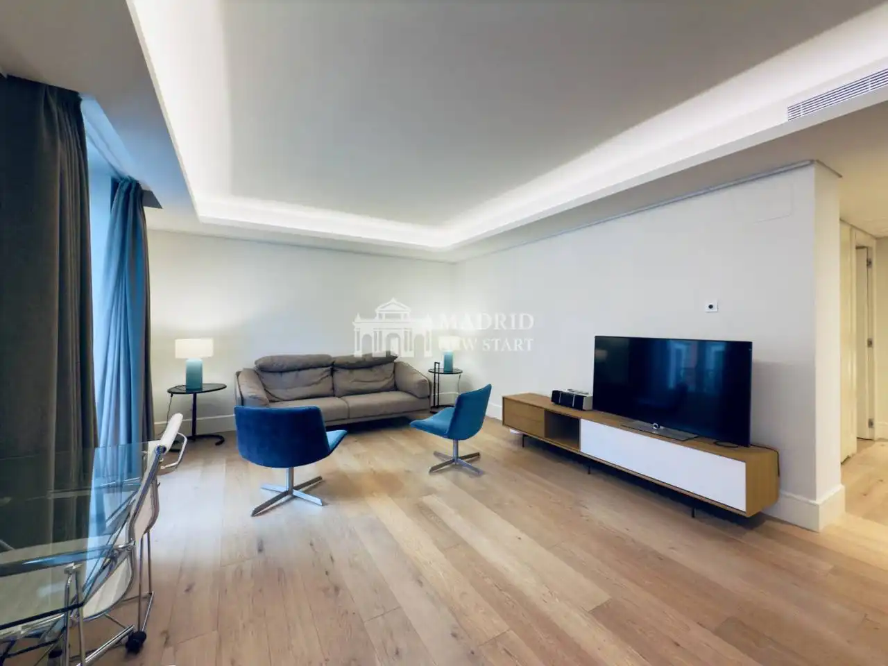 Wohnzimmer von Wohnung zur Miete in Madrid mit Klimaanlage, Heizung und Parkett
