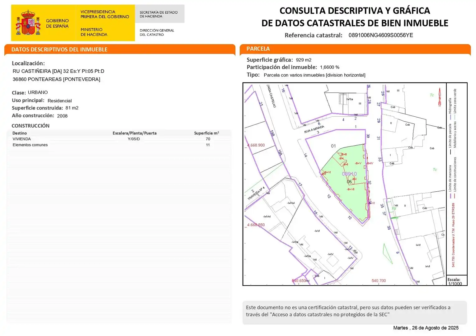 Außenansicht von Wohnung zum Verkauf in Ponteareas mit Heizung, Parkett und Terrasse