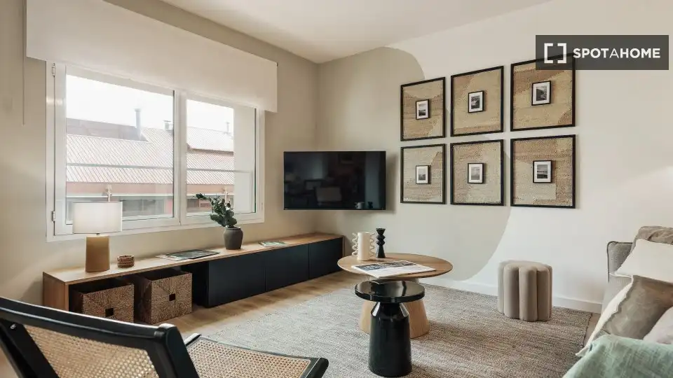 Sala de estar de Apartamento para compartir en Barcelona con Aire acondicionado, Terraza y Amueblado