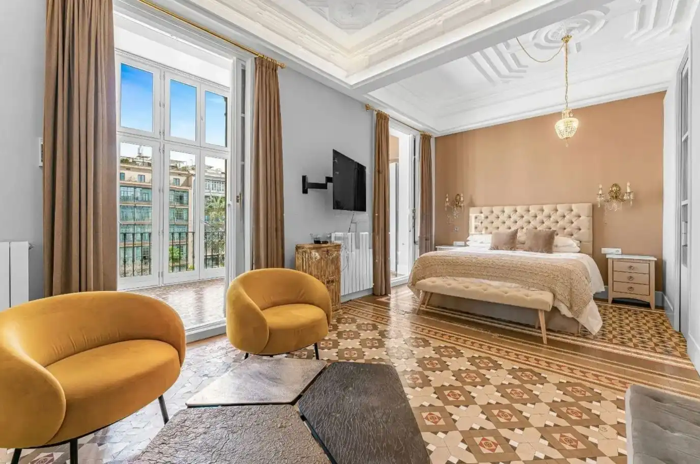 Schlafzimmer von Wohnung zur Miete in Barcelona mit Heizung, Terrasse und Möbliert