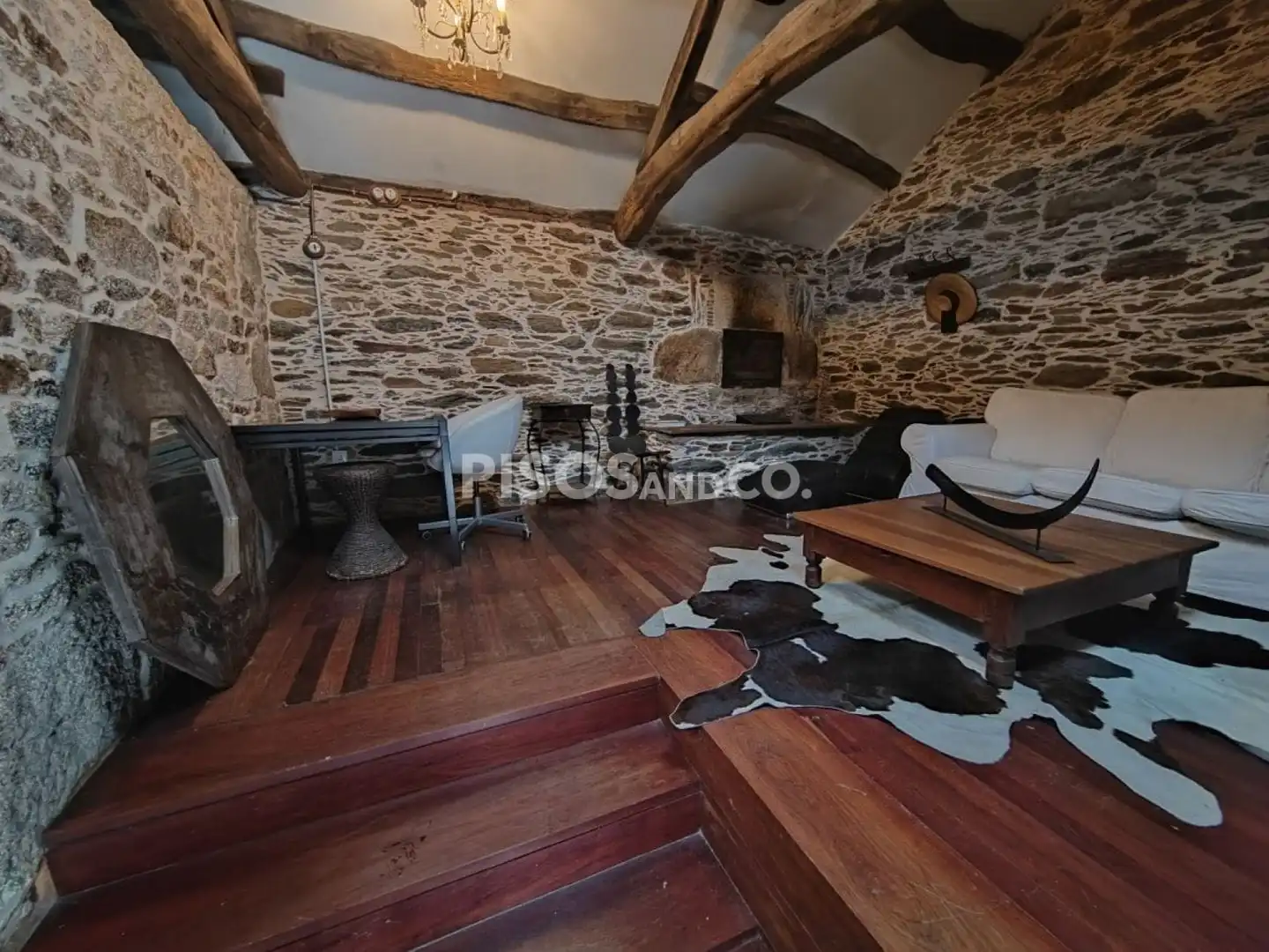 Living room of Houses for sale in Irixoa  with Heating, Terrace and Swimming Pool