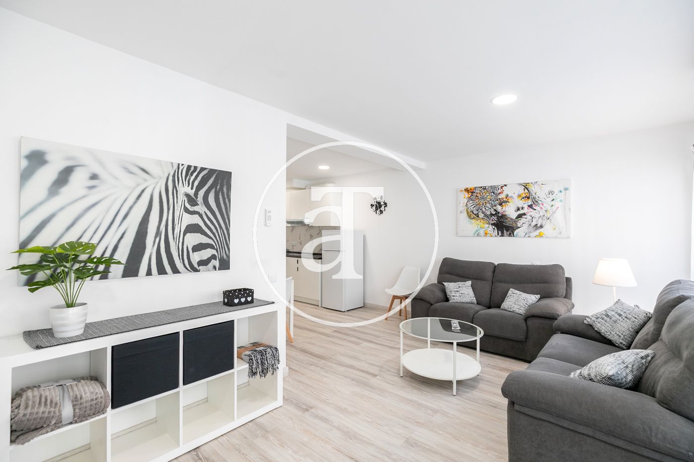 Sala d'estar de Pis de lloguer en  Barcelona Capital amb Aire condicionat, Calefacció i Moblat
