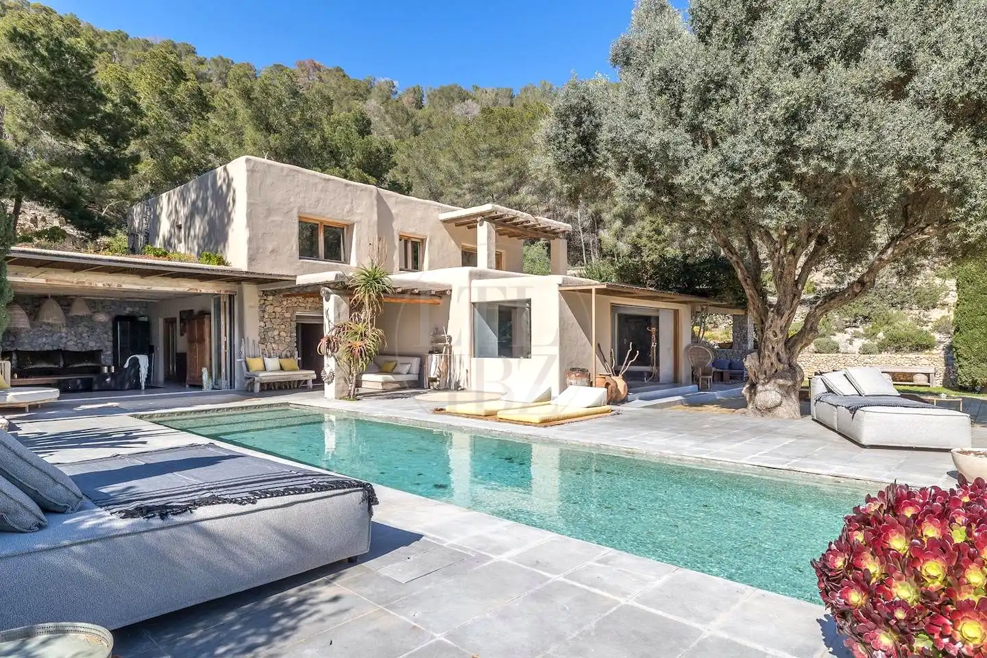 Außenansicht von Haus oder Chalet zur Miete in Sant Josep de sa Talaia mit Klimaanlage, Privatgarten und Schwimmbad
