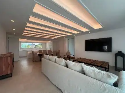 Wohnzimmer von Haus oder Chalet zur Miete in Santa Eulària des Riu mit Klimaanlage, Terrasse und Schwimmbad