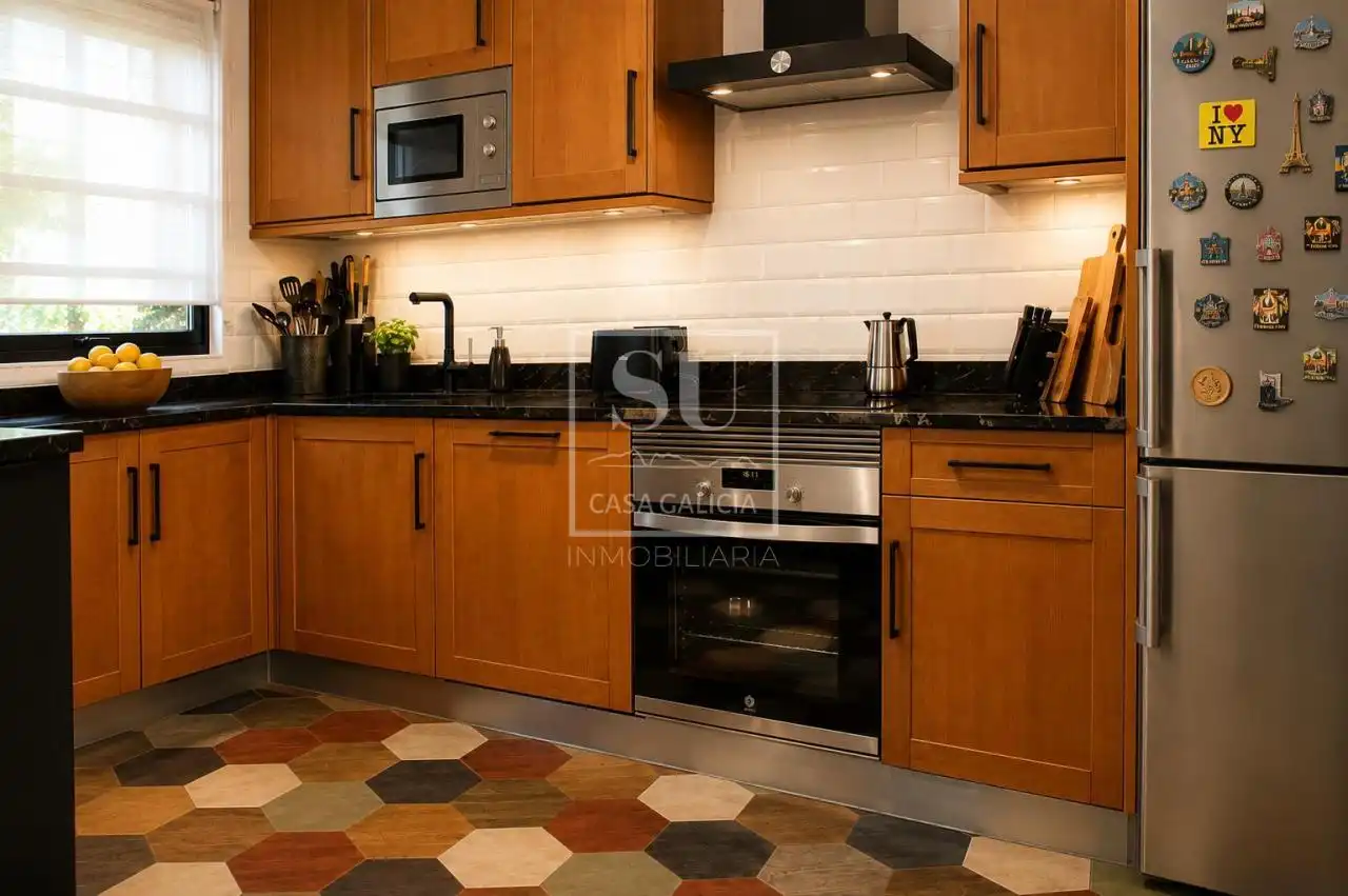 Cocina de Casa adosada en venta en Baiona con Calefacción, Jardín privado y Terraza