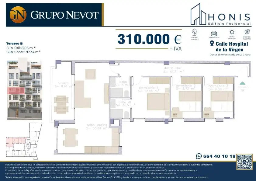 Piso en venta en Calle Hospital de la Virgen, 9, Angustias - Chana - Encina