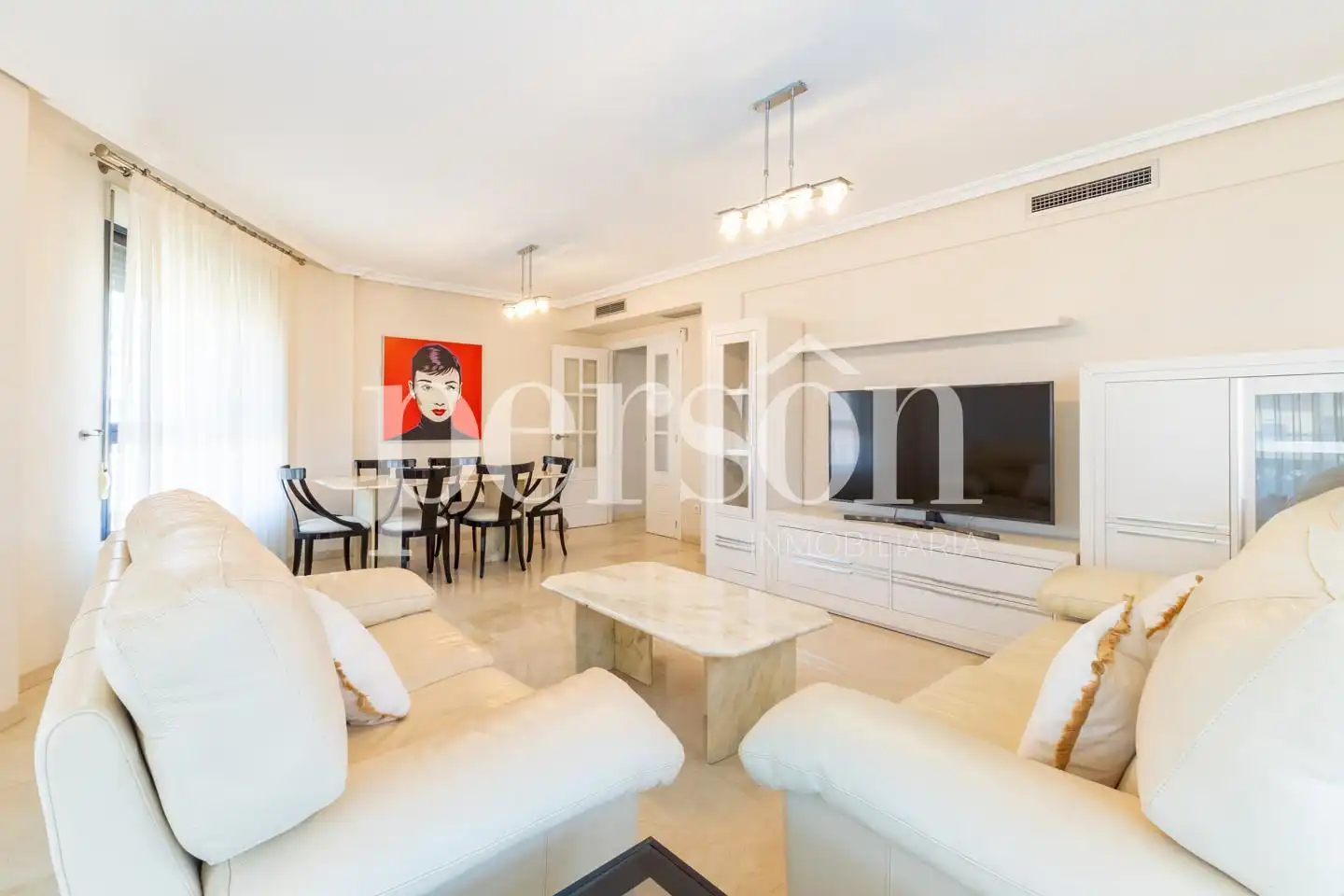 Living room of Flat for rent in Valencia  with Air Conditioner, Heating and Private garden