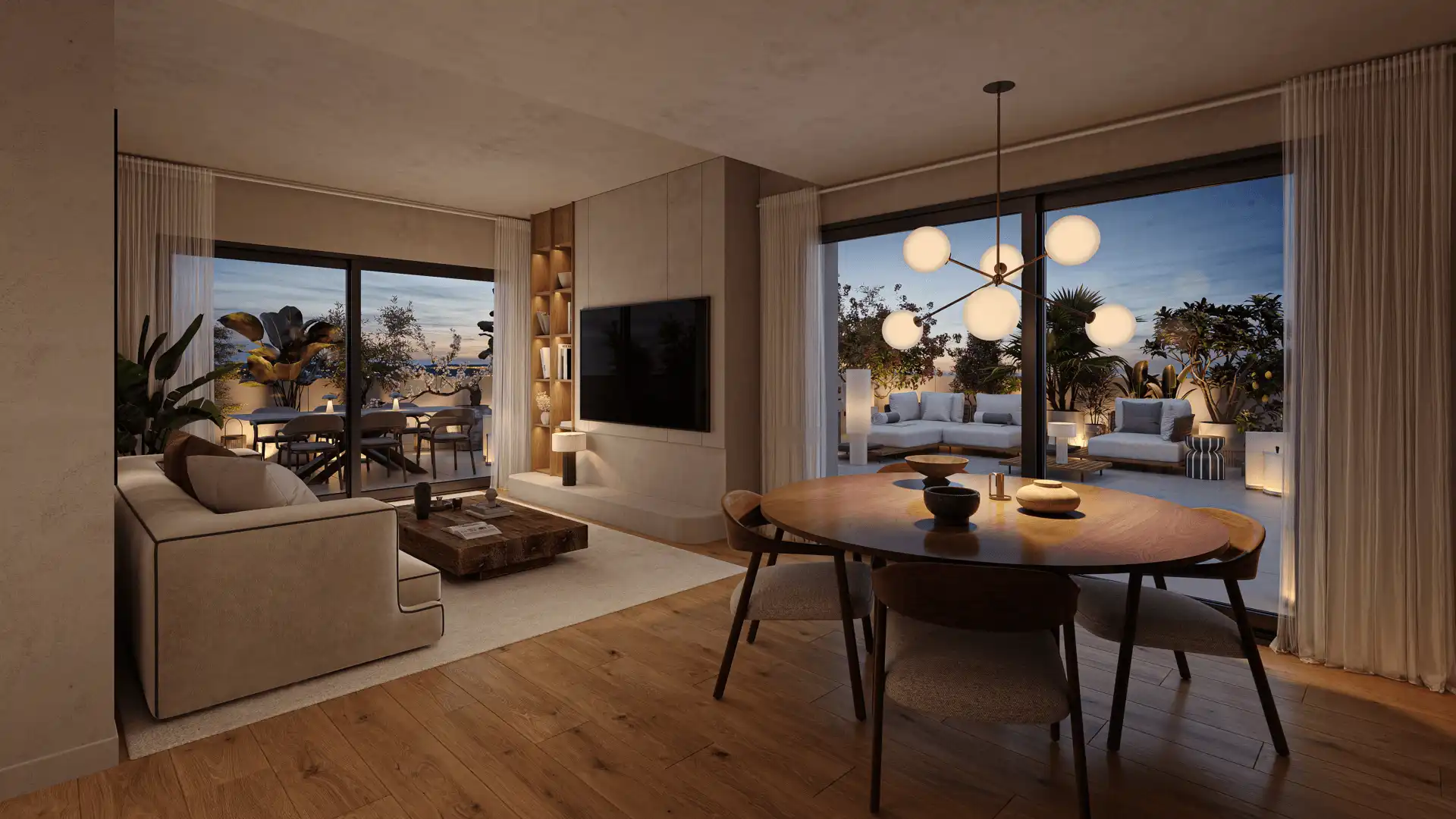 Sala d'estar de Apartament en venda en Estepona amb Aire condicionat, Terrassa i Piscina