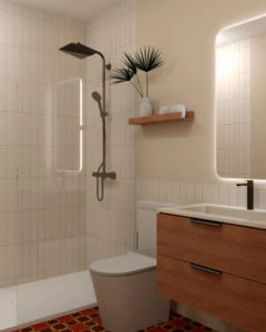Badezimmer von Wohnung zum Verkauf in Sant Martí de Centelles mit Heizung, Parkett und Balkon