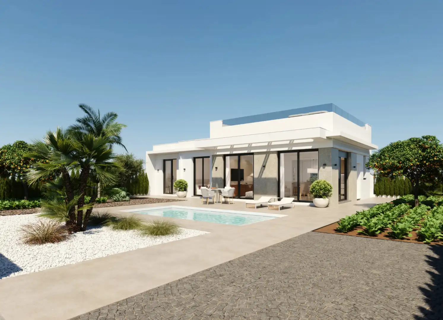 Vista exterior de Casa o xalet en venda en Fuente Álamo de Murcia amb Aire condicionat, Calefacció i Jardí privat