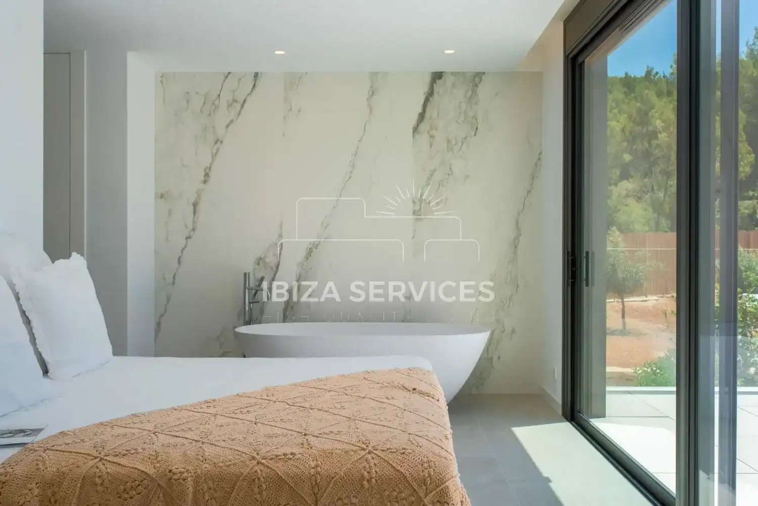 Bany de Casa o xalet de lloguer en Santa Eulària des Riu amb Aire condicionat, Jardí privat i Piscina