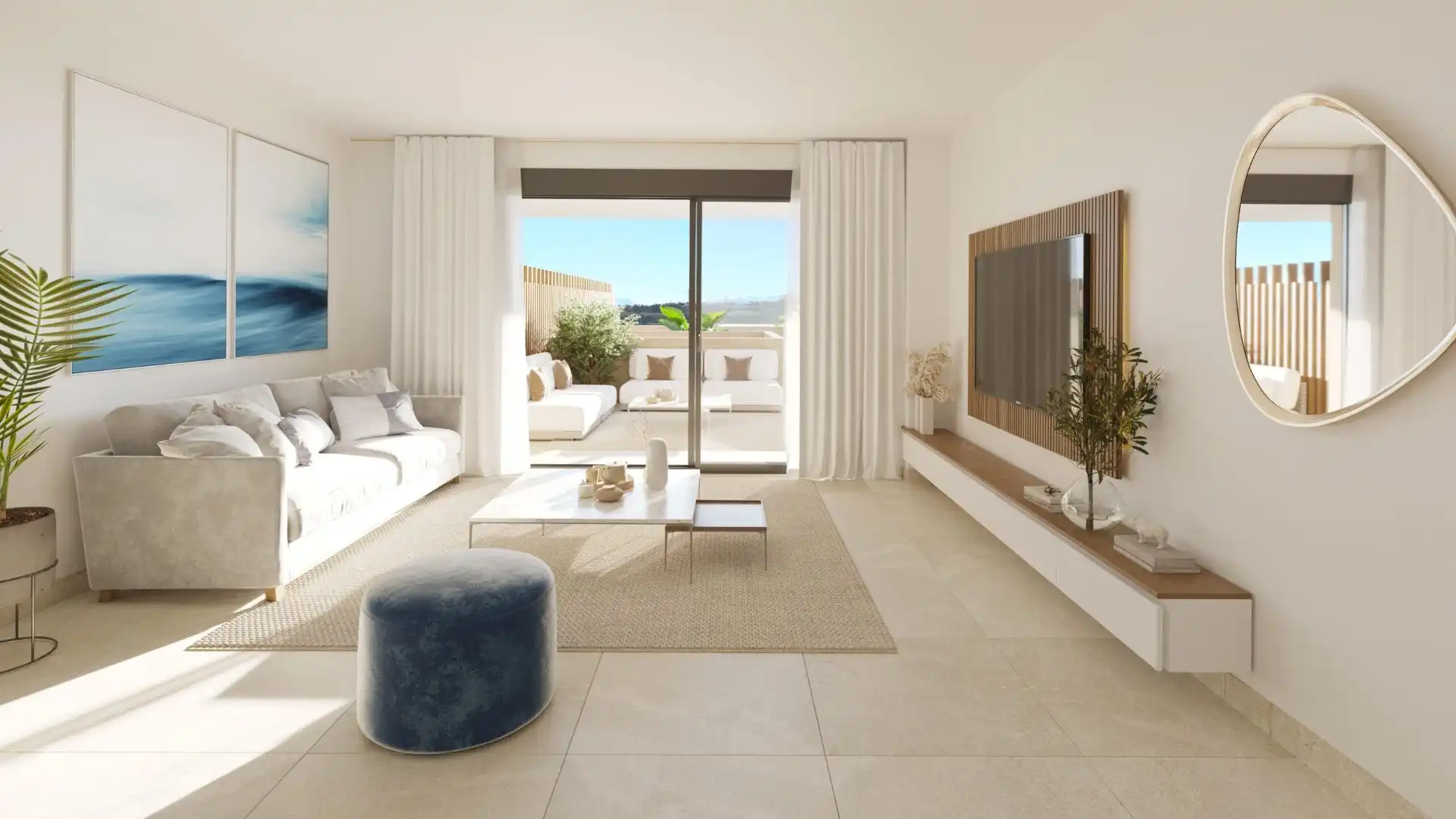Sala d'estar de Planta baixa en venda en Estepona amb Aire condicionat, Calefacció i Jardí privat