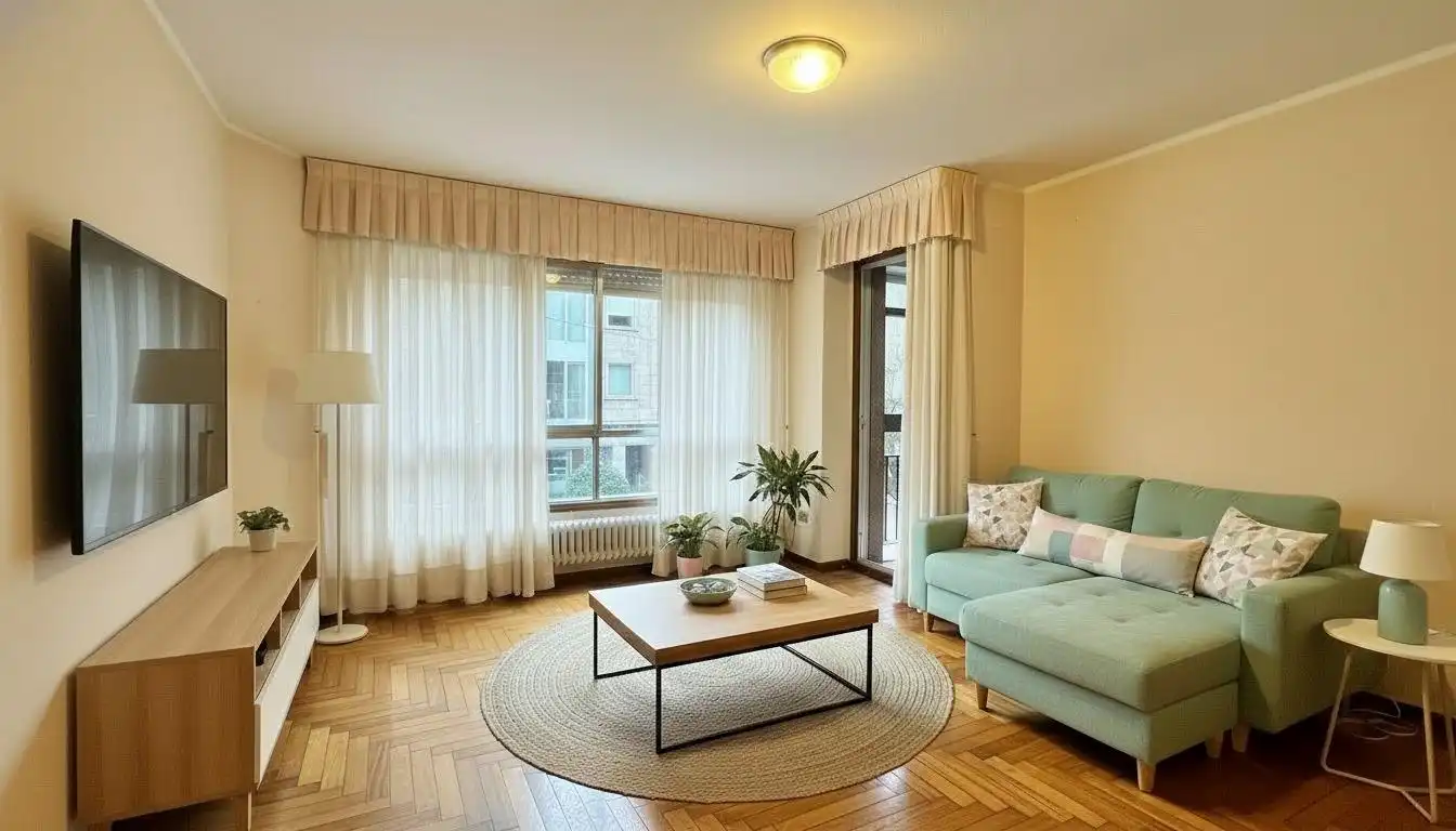 Sala de estar de Piso en venta en Vigo  con Calefacción, Parquet y Terraza