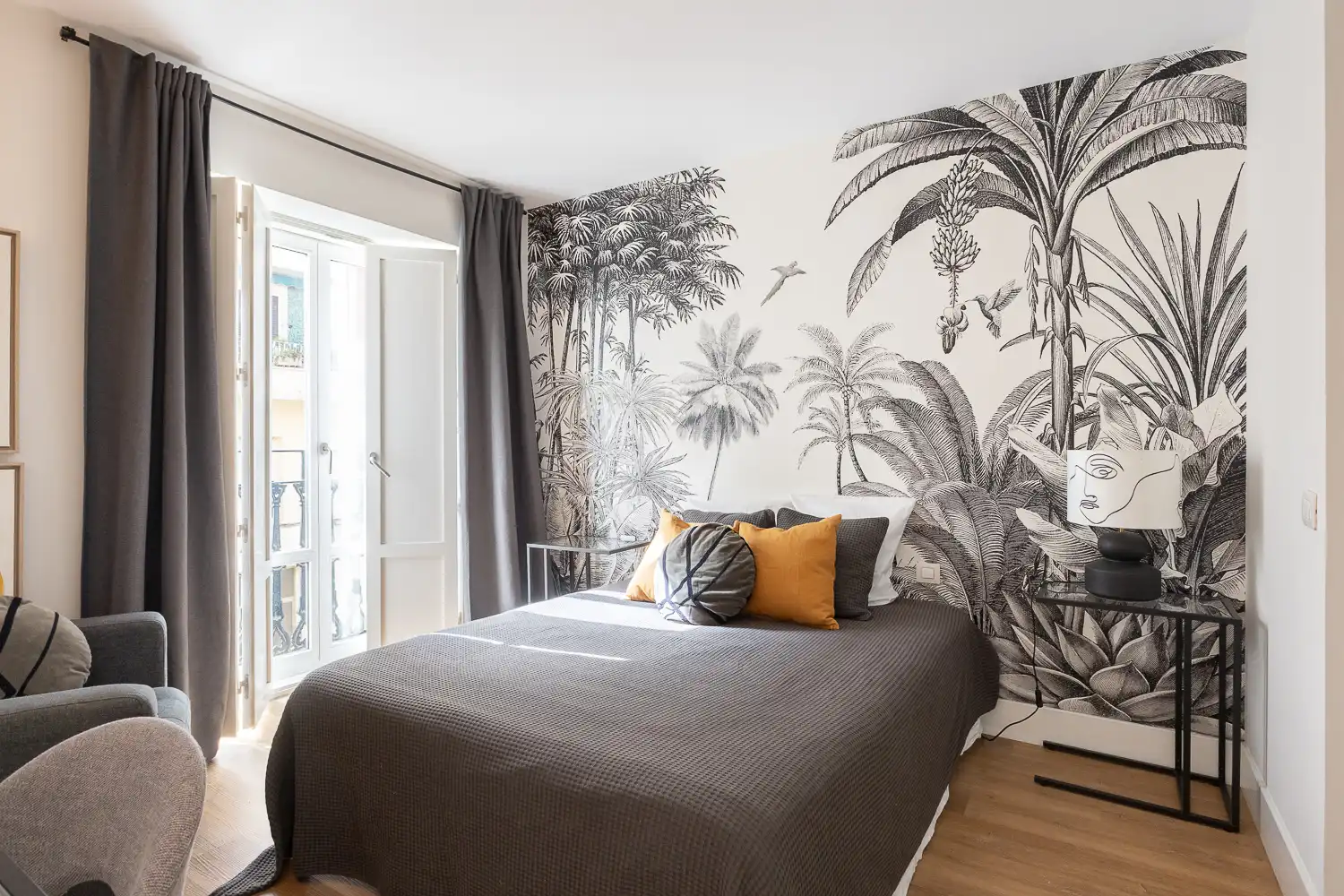 Schlafzimmer von Wohnung zur Miete in  Valencia Capital mit Klimaanlage, Heizung und Privatgarten