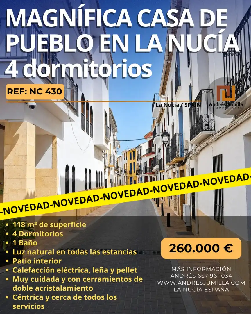 Vista exterior de Casa adosada en venda en La Nucia amb Forn, Rentadora i Microones