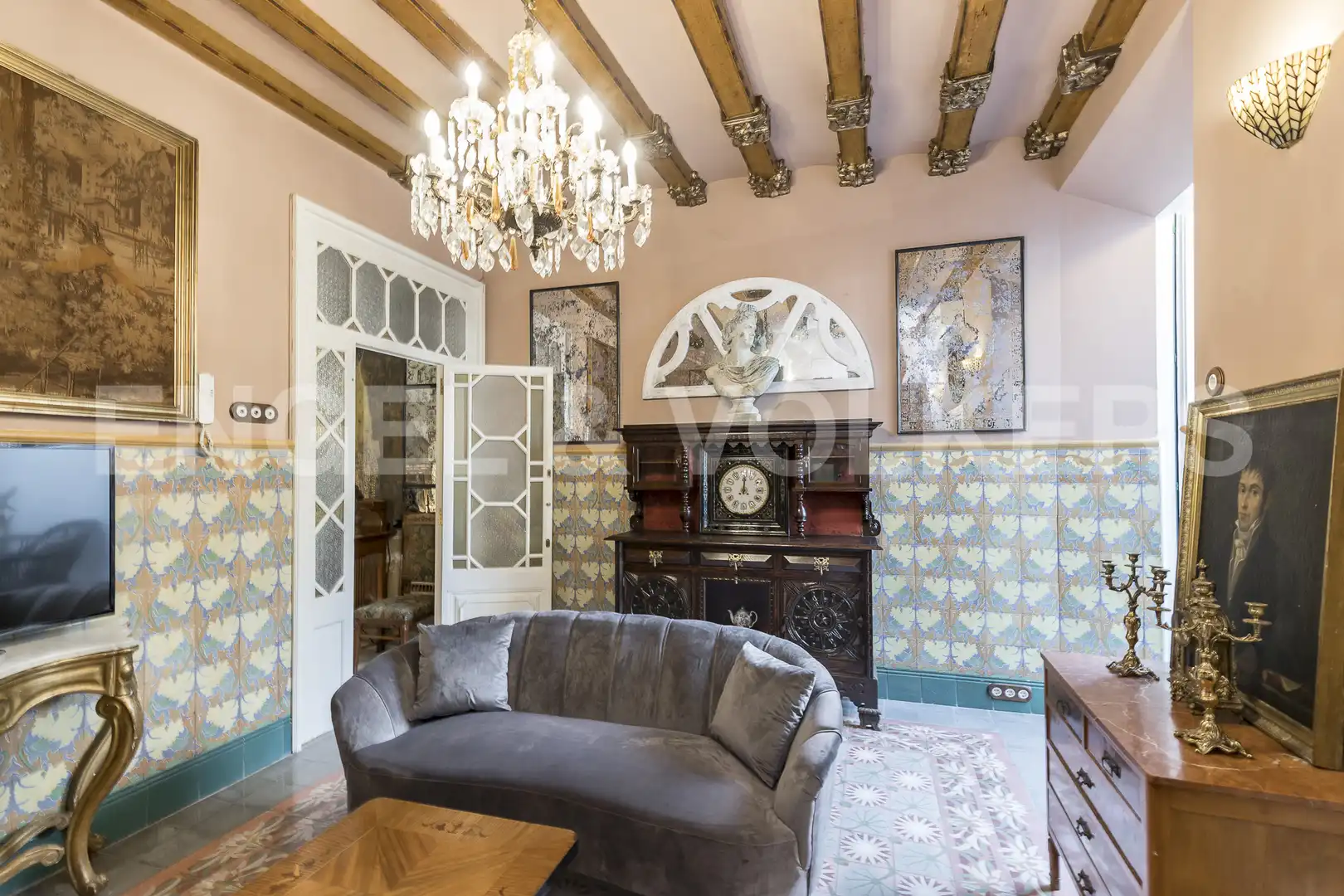 Sala de estar de Finca rústica en venta en Canet de Mar con Aire acondicionado, Calefacción y Jardín privado