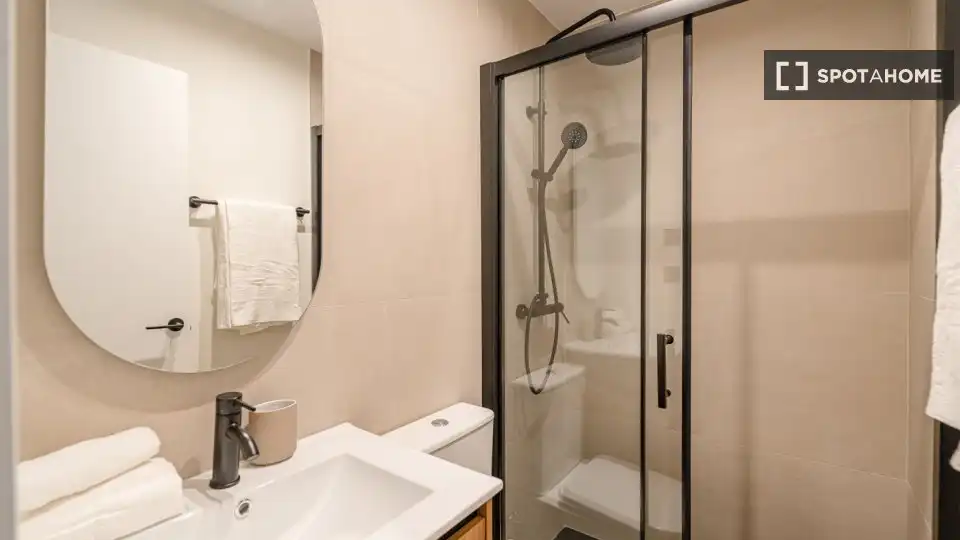 Bathroom of Study for share in Madrid  with Air Conditioner, Heating and Terrace