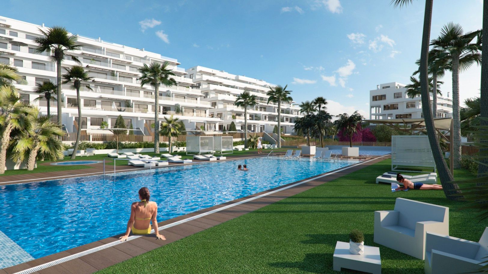 Swimming pool of Duplex for sale in Finestrat  with Air Conditioner, Private garden and Terrace